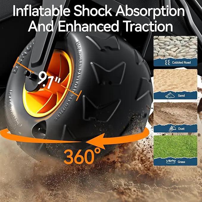 DXZ Beach Wagon Cart with Big Wheels for Sand – Folding Collapsible Wagon, Heavy Duty Wagons Carts Foldable for Beach, Camping, Outdoor Gear, Easy Setup Black Yellow, photo 3 of 8