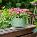 G EPGardening Ceramic Pots for Plants - 6 Inch Plant Pot with Drainage Hole and Saucer, Modern Ceramic Planter for Indoor Outdoor, Round Flower Planter, Gifts for Plants Lovers, Home Decor, Green by GreenHaven Gardens