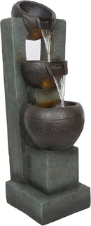 Alpine Corporation TZL400 34" 3 Tier Basin Cascading Fountain with LED Lights, Elegant Outdoor Water Feature for Garden, Patio, Yard & Outdoor Spaces, Relaxing Waterfall Fountain, Gray by GreenHaven Gardens