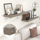 Deep Floating Shelves for Wall, 36W x 12D Rustic Large Floating Shelves Set of 2, 12'' Deep Grey Wood Floating Shelves for Living Room Bathroom Laundry Room Bedroom Kitchen Home Office - Grey by CozyNest Decor