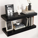 Floating Shelves - 2 Large Wall Mounted Shelves with Invisible Brackets, Long Wood Floating Wall Shelf for Living Room, Bedroom, Kitchen (Black, 24" W x 9" D x 1.5" H) by TinyTreasures Baby Boutique