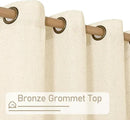 LAMIT Linen Curtains 95 inch for Living Room, Soft Thick Light Filtering Boho Window Textured Neutral Drapes Bronze Grommet for Bedroom Farmhouse, 2 Panels Set 52 x 95 Inch, Beige by CozyNest Decor