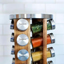 Orii 20 Jar Spice Rack with Spices Included - Tower Organizer for Kitchen Spices and Seasonings, (Natural Acacia Wood) by CozyNest Decor