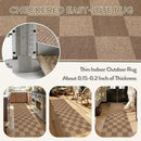 Lahome Checkered Easy Jute Kitchen Runner, 2x8 Washable Indoor Outdoor Runner Rug, Checkerboard Non Slip Non Shedding Neutral Carpet for Hallway Entryway Foyer by CozyNest Decor