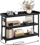 IRONCK Console Table, Sofa Table with Power Outlet, Farmhouse Hallway Table for Entryway, Living Room, Height Adjustable, Easy Assembly, Vintage Black, 43" by CozyNest Decor