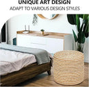 Wimarsbon 18'' Ottoman Pouf, Natural Braided Poof, Rustic Handweave Lounge Pouffe, Boho Footrest Stool for Bedroom, Accent Table or Seat for Living Room (Natural Water Hyacinth + White Cotton Rope) by CozyNest Decor