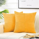 Fancy Homi 2 Packs Gold Yellow Big Decorative Throw Pillow Covers 24x24 Inch for Couch Bed Sofa, Rustic Farmhouse Boho Home Decor, Soft Corss Corduroy Patchwork Accent Square Cushion Case 60x60 cm by CozyNest Decor
