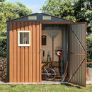 Outdoor Storage Shed 6x4 Ft, Lockable Metal Garden Shed with Window, Tool Shed Tiny House Vertical Outside Storage Building for Backyard, Lawn, Patio, Bike by GreenHaven Gardens