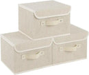 Fabric Storage Bins Cube Organizers with Flip-Top Lid and Handles,Storage Boxes for Organizing Home,Office,and Closet,Grey and Beige,3 Pack 10.2 X 7.9 X 6.7 in by CozyNest Decor