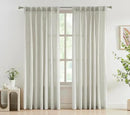 FMFUNCTEX Pinch Pleated Curtains 96 Inches Long for Living Room,Cream Beige Semi Sheer Faux Linen Textured Pleat Drapes for Bedroom with Hooks, Light Filtering Farmhouse Window Drapes 2 Panels by CozyNest Decor