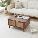 AVZEAR Lift Top Coffee Table with Storage, Mid Century Modern Coffee Table with Nature Linen Doors & Large Hidden Storage, Rounded Corners Center Table Farmhouse Coffee Tables for Living Room, Walnut by CozyNest Decor