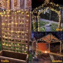 YEGUO Solar Fairy Lights Outdoor Waterproof, 4 Packs Each 33ft 100 LED String Lights Warm White, 8 Modes Silver Wire Twinkle Lights by GreenHaven Gardens