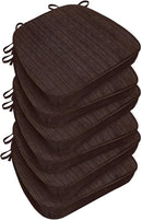 Chair Cushions for Dining Chairs, Indoor Chair Cushions with Ties，Waterproof Chair Pads Set of 6, Brown, 17x16x2.5 Inch by GreenHaven Gardens
