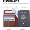 WANDERINGS Leather Travel Wallet with Passport Holder - 5.5" x 4" - Genuine Leather Case with RFID Blocking for Men and Women - Folding Wallet for Passports by TinyTreasures Baby Boutique