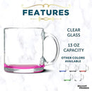 Libbey Clear Glass Coffee Mugs 13 oz. Set of 10, Bulk Pack - Perfect for Coffee, Tea, Espresso, Hot Cocoa, Other Beverages - Pink Bottom by TinyTreasures Baby Boutique
