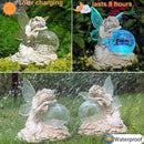 Fairy Garden Statue ，Solar Garden Decor ，Fairy Statue Outdoor with Glass Ball ，Waterproof Outdoor Decor，Suitable for Yard, Lawn ，Ideal for Holiday Giving (Left) by CozyNest Decor