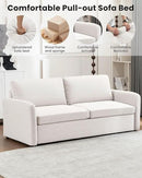 Queen Pull Out Sofa Bed, 2-in-1 Convertible Sleeper Sofa Couch with Memory Foam Mattress, 3-Seater Sofa Bed Queen with Arms for Living Room & Small Spaces, Beige by CozyNest Decor