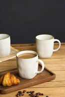 famiware Coffee Mugs Set of 4, Ocean Square 13oz Coffee Cup Set with Handle for Cocoa, Milk, Hot Chocolate, Tea, Water, Stoneware Cups for Kitchen, Microwave and Dishwasher Safe, Vanilla White by CozyNest Decor