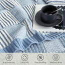 Amélie Home Chenille Knit Throw Blanket for Couch, Checkered Texture Decorative Soft Blanket for Sofa, Bed & Living Room, 50"x60", Blue & White by CozyNest Decor