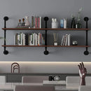 Industrial Pipe Wall Shelves Pipe Shelving with Real Wood Plank ,60 Inches Floating Shelves for Wall Farmhouse Pipe Book Shelves Dark Brown 2 Tier for Kitchen,Living Room Decor and Bar Shelving by CozyNest Decor