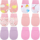 6 Pairs Newborn Baby Mittens No Scratch Gloves Infant Toddler Anti Scratch Essentials Unisex Cotton for 3-9 Months Girls Boys(Pink Series, Cute) by TinyTreasures Baby Boutique
