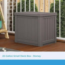 Suncast 22-Gallon Small Deck Box - Lightweight Resin Indoor/Outdoor Storage Container and Seat for Patio Cushions and Gardening Tools - Store Items on Patio, Garage, Yard - Stone Gray, Made in the USA by CozyNest Decor