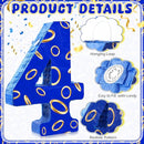 Number 4 Blue and Golden Rings Piñata for Kids Birthday Cartoon Theme Small Piñata with Blindfold Stick Confetti for Fiesta Cinco De Mayo Party Decor, 15.8 x 11 x 2.8 Inch by TinyTreasures Baby Boutique