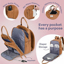 RUVALINO Diaper Bag Backpack-Multifunction Baby Travel Bag with Changing pad, Insulated Bottle Holders & Pacifier Case, Large Capacity, Waterproof, Dark Brown by TinyTreasures Baby Boutique