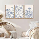 Tinonedraw Large Classic Chinoiserie Flower Framed Canvas Wall Art Set, Navy Blue and White Floral Wall Decor, Minimalist Neutral Botanical Art Printing for Living Room Bedroom Office Dorm 16"x24"x3 by CozyNest Decor