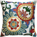 Daisy Floral Pillow Cover Teal Flower Pillowcase Flowery Outdoor Cushion Suzani Accent Pillowsham Flower Floral Chair Cushion Hand Embroidered Cushions Wool Size 18x18 by CozyNest Decor