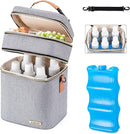 Breastmilk Cooler Bag with Ice Pack Fits 6 Baby Bottles Up to 9 Ounce by TinyTreasures Baby Boutique