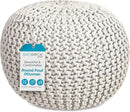BIRDROCK HOME Round Pouf Ottoman | Cotton Braided Foot Stool with Bean Bag Filling | Boho Foot Rest for Living Room & Bedroom | Compact & Comfortable Seating, Lightweight & Soft | Natural by CozyNest Decor