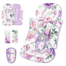 Infant Car Seat Insert, Soft Baby Car Seat Head & Body Support for Girl Boy, Reversible Newborn Preemie Carseat Insert Cushion with 3 Straps Pads Fits CarSeat, Stroller, Swing, Bouncer, Purple Floral by TinyTreasures Baby Boutique