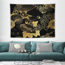 HZOHNAGO Japanese Tapestry Gold Flowers Umbrella Fan Pattern Printed Wall Tapestry Painting Wall Hanging for Bedroom Living Room Dorm 80" W x 60" H by CozyNest Decor