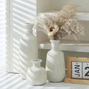 Ceramic Vase Set of 3, Neutral Rustic Vases Home Decor Farmhouse Decorative Vase Whitewashed Pottery Decor Boho Modern for Table Mantel Entryway Bookshelf Living Room Kitchen Bathroom Bedroom - White by CozyNest Decor