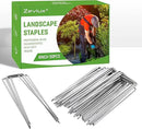 Landscape Staples 4 Inch 50Pcs 12 Gauge Garden Stakes, Heavy Duty Galvanized Garden Staple for Fences, Lawns, Weed Barriers, and Landscape Fabrics, Netting, Irrigation Hose, Floor Mats by GreenHaven Gardens