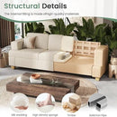 2 Pieces Corduroy Couch Set for Living Room, 6 Seats Cloud Sofa, Deep Seat Floor Couch for Bedroom, Futon Modern Sofa Bed, White Corduroy by CozyNest Decor