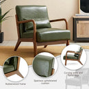 Glitzhome 2 Set Mid Century Hunter Green Accent Armchair, Single Reading Armchair PU Leather Lounge Chair with Walnut Ruberwood Frame by CozyNest Decor