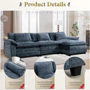 URRED Modular Sectional Sofa Comfy Cloud Couch, Modern Chenille Sofa Sleeper Deep Seat Couches with Ottoman/Pillows for Living Room (Blue, 117''- L Shape) by CozyNest Decor