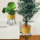 Harvest Land Plant Pots with Stand, Set of 2 Large Modern Planters Metal Tall Handmade Flower Pots with Drainage Holes Indoor Outdoor,Gold by CozyNest Decor