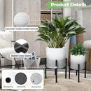10 & 12 Inches Planters with Metal Sand for Indoor Plants Set of 2,Decorative Plant Pots with Holder, Outdoor Flower Pots with Legs, Modern Garden Pot with Drainage Holes for Snake Plant, House plants by CozyNest Decor