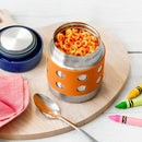 LunchBots Thermal 8 oz Triple Insulated Thermos - Hot 6 Hours or Cold 12 Hours - Leak Proof Thermos Soup Jar - All Stainless Interior - Navy Lid - Orange Dots by TinyTreasures Baby Boutique