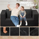 Folding Bean Bag Chair for Adults,3-in-1 Bean Bag Couch Faux Fur Floor Sofa Large Beanbag Convertible Bean Bag Sofa Bed with Pillow in Bedroom,Living Room,Apartment(Queen,Black) by CozyNest Decor