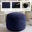 HIGOGOGO Round Stuffed Pouf Ottoman, Corduroy Poufs with Foam Chunk Filling, Furry and Fluffy Pouf Foot Stool Storage Ottoman, 26 X 18 Floor Poufs Foot Rest for Living Room, Navy by CozyNest Decor
