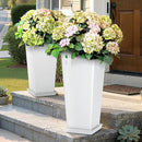 FENCY Set of 2 Tall Planters for Outdoor Plants, 24 Inch Large Tapered Pots with Drainage Trays, Weather-Resistant Plastic Plant Containers for Patio, Porch, Garden, Front Door Decor,White by CozyNest Decor