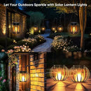Solar Lanterns Outdoor Waterproof: 2 Pack Solar- Powered Metal Hanging Lights for Patio Garden Porch Yard - Weatherproof Auto On/Off Bright LED Decorations - Gardening Gifts for Women Mom by GreenHaven Gardens