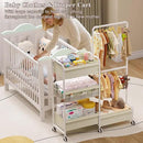 2in1 Baby Diaper Caddy & Clothes Organizer and Storage Rolling Cart, Large Capacity Nursery Organization For Baby Dresser,Changing Table, Crib, With 2 Dividers & 7 Pockets,White by CozyNest Decor