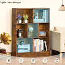 LEYAOYAO 7 Cube Bookshelf with Base,3 Tier Mid-Century Modern Brown Bookcase,Standing Wide Bookshelves Storage Organizer Shelf,Rustic Wood Display Cabinet Book Shelves for Bedroom,Living Room,Office by CozyNest Decor