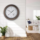 CLXEAST 18 Inch Illuminated Outdoor Indoor Atomic Analog Wall Clock with Temperature & Humidity, Lighted Outdoor Clocks for Patio Large Waterproof with Thermometer,Bronze Finish,House Warming Gifts by CozyNest Decor