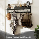 AMBIRD 35 inch Wall Hooks with Shelf, Coat Rack Wall Mount, Large Coat Hanger for Wall, Entryway Shelf with 7 Dual Coat Hooks, 4 Key Hooks and Mail Organizer, Wooden Key Holder Rack (Black) by CozyNest Decor